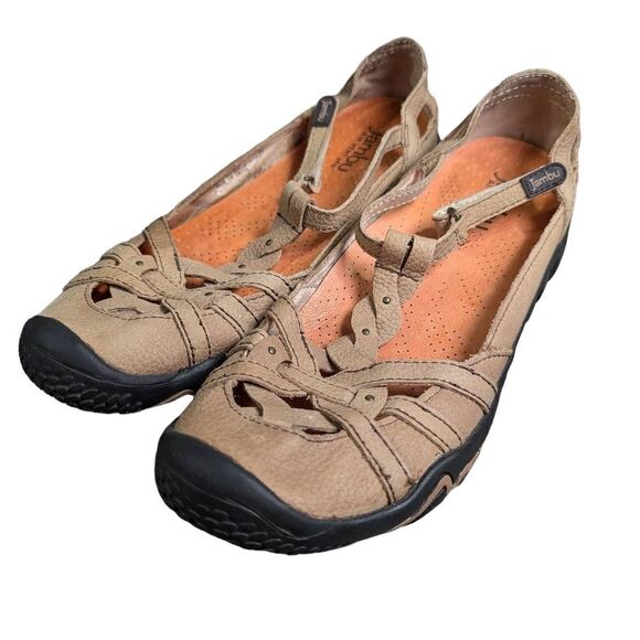 Jambu Xterra air vent tan leather t-strap Mary Jane outdoor flats sandal 7.5 - Picture 2 of 7
